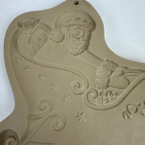 Brown Bag Cookie Art Mold Santa Sleigh Ceramic Hill Design vintage 1993 USA - Picture 4 of 9